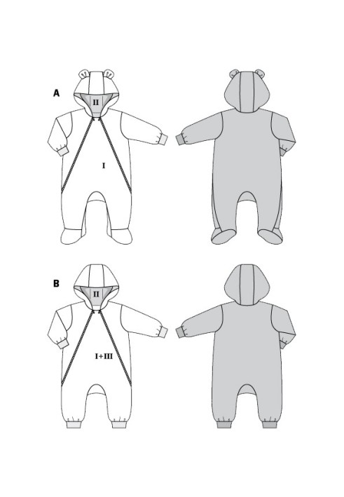 Pattern Jumpsuit with a hood "Bear" (Burda 2/2020, pattern number 9294 A)