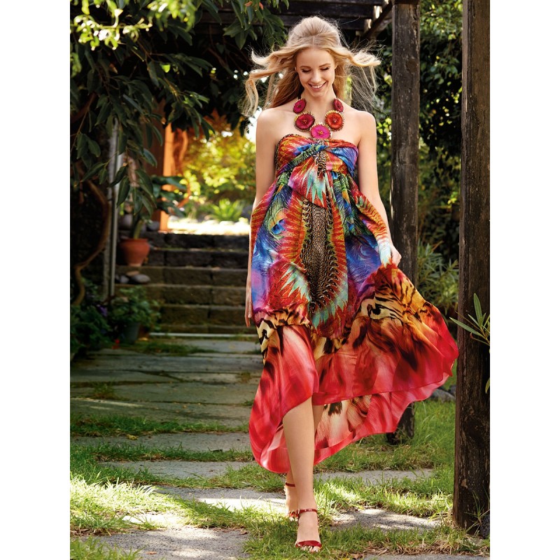 Pattern Bandeau dress with...