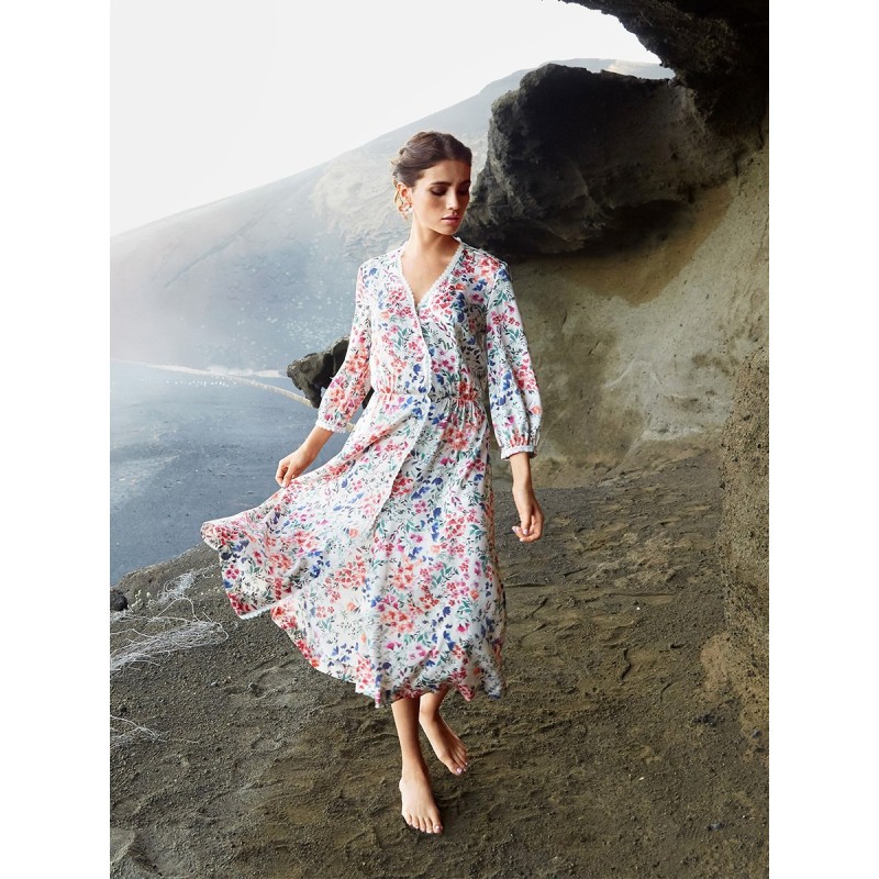 Pattern Shirt dress with...