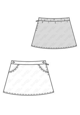 Pattern Mini skirt with pockets (Burda 2/2017, pattern number 9356 A)