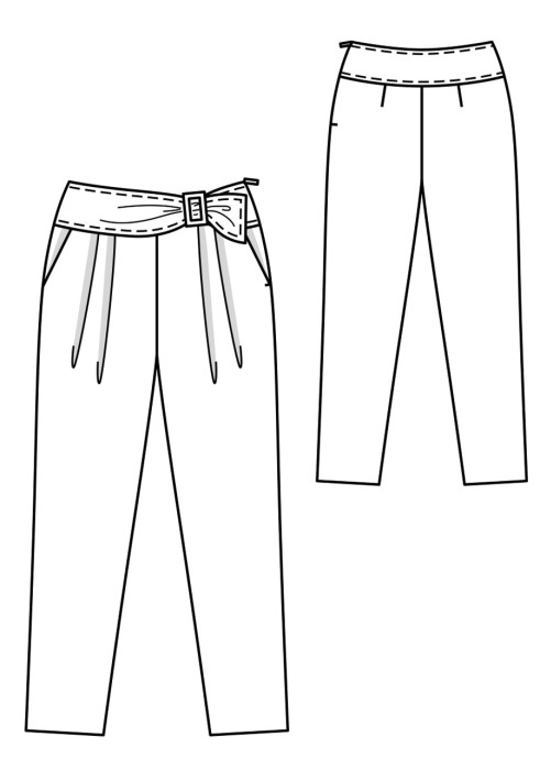 Выкройка Брюки со складками и широким поясом (Burda 1/2018, № выкройки 110 A)