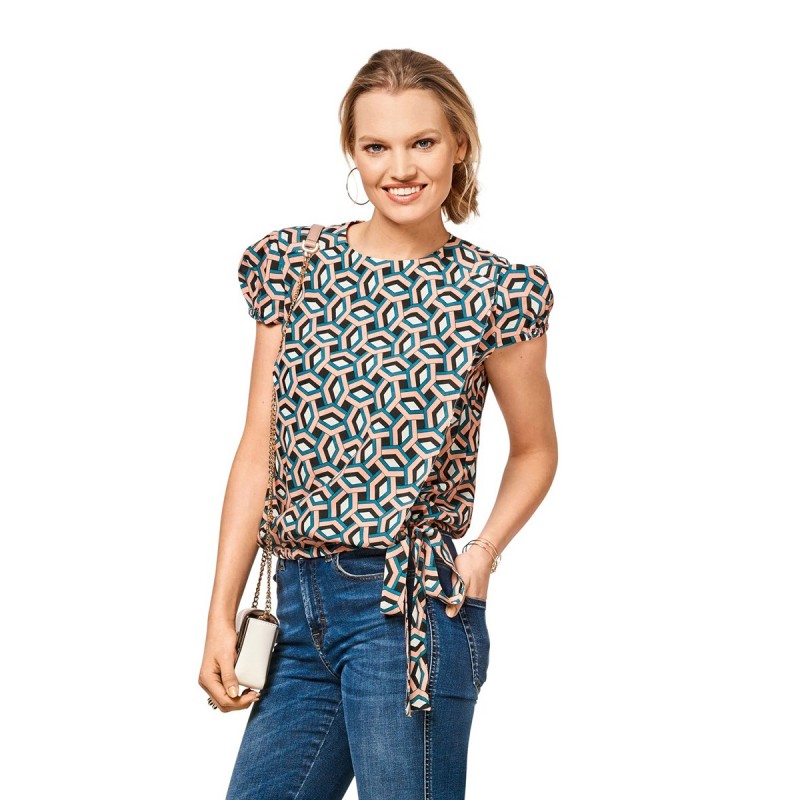 Pattern Silk blouse with...