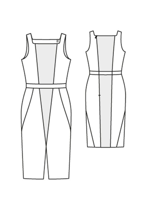 Выкройка Платье-футляр со вставками (Burda 8/2015, № выкройки 122 В)