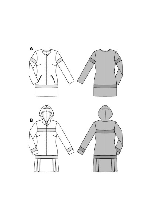 Выкройка Платье короткое в спортивном стиле (Burda 2/2016, № выкройки 6595 A)