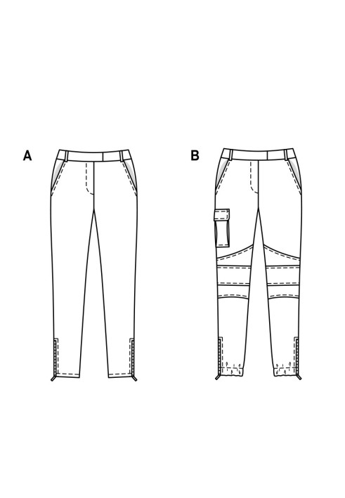 Pattern Pants of a narrow cut with a wallet pocket (Burda 2/2017, pattern number 6481 B)