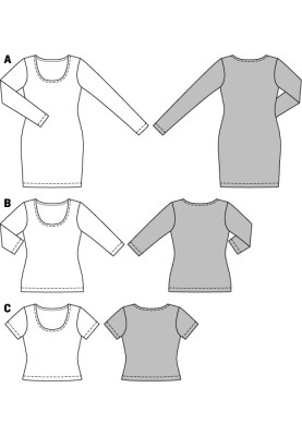 Pattern Knitted t-shirt with a fitted silhouette (Burda 2/2015, pattern number 6716 C)