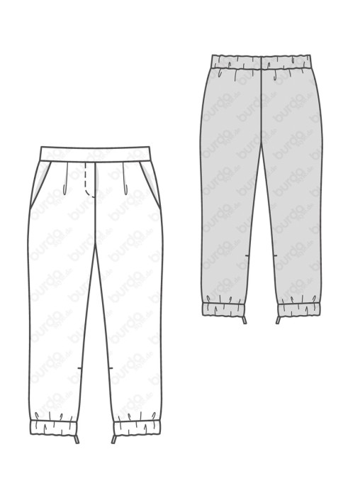 Pattern Knitted trousers with zippers at the bottom of the legs (Burda 2/2017, pattern number 6471 B)