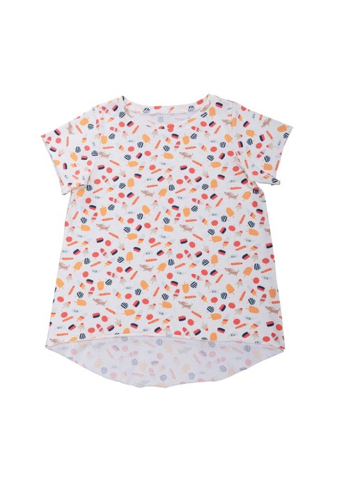 Pattern T-shirt with a flared silhouette with an elongated back (Burda 2/2020, pattern number 130)