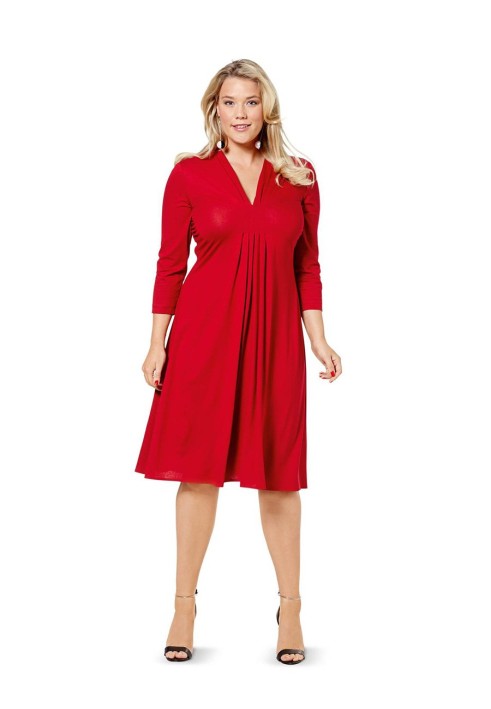 Pattern Empire-style knitted dress with a V-neckline (Burda 2/2016, pattern number 6618 A)