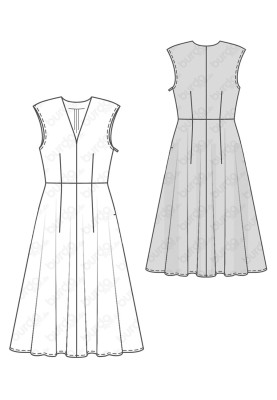 Pattern A cut-off dress with a lowered shoulder line (Burda 1/2017, pattern number 6497 A)