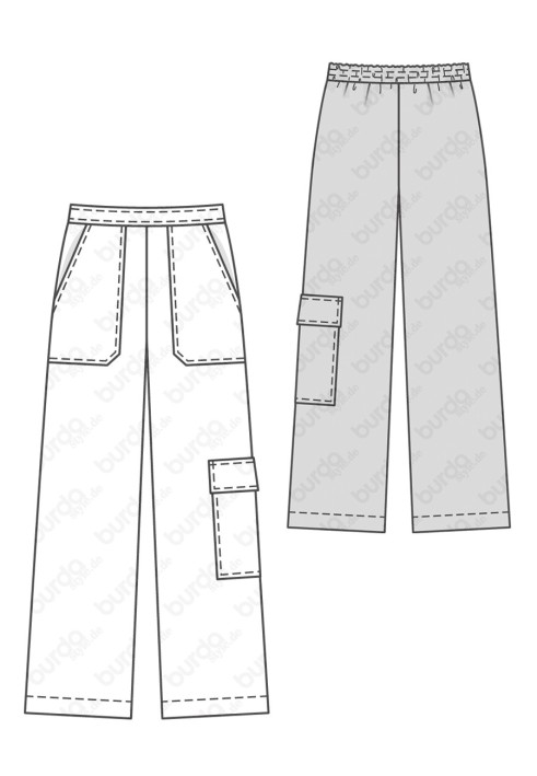 Pattern Cargo pants with patch pockets (Burda 2/2019, pattern no. 6250 A)