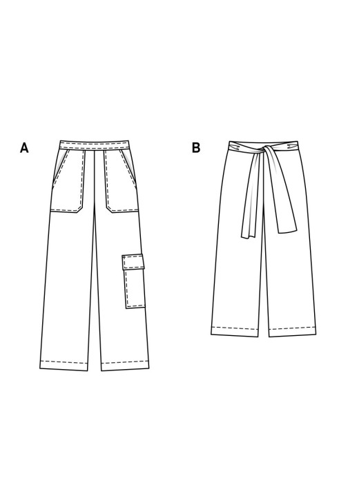Выкройка Брюки в стиле карго с накладными карманами (Burda 2/2019, № выкройки 6250 A)