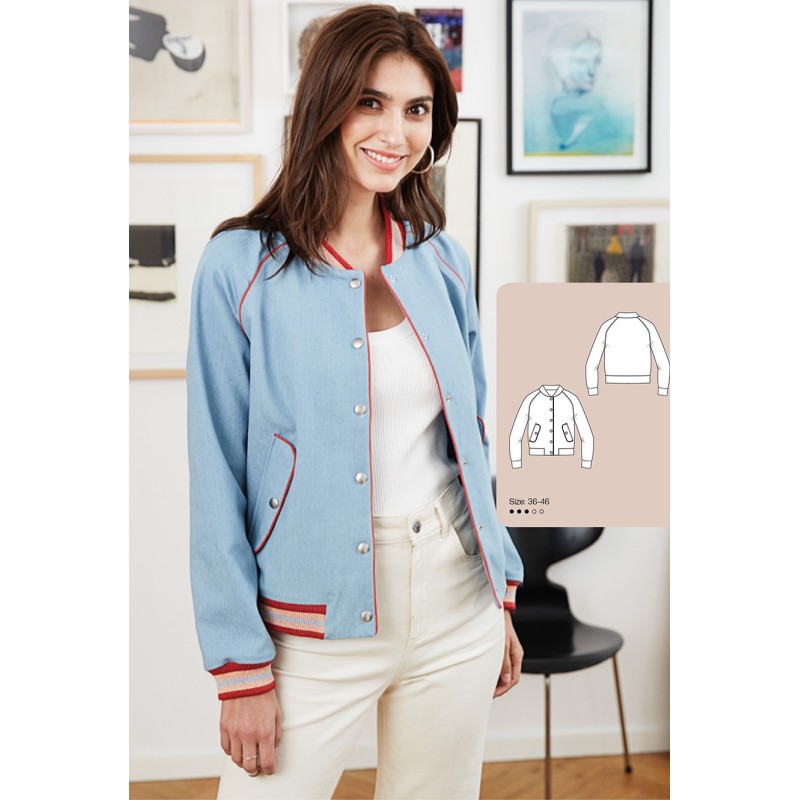 Pattern Bomber jacket with...