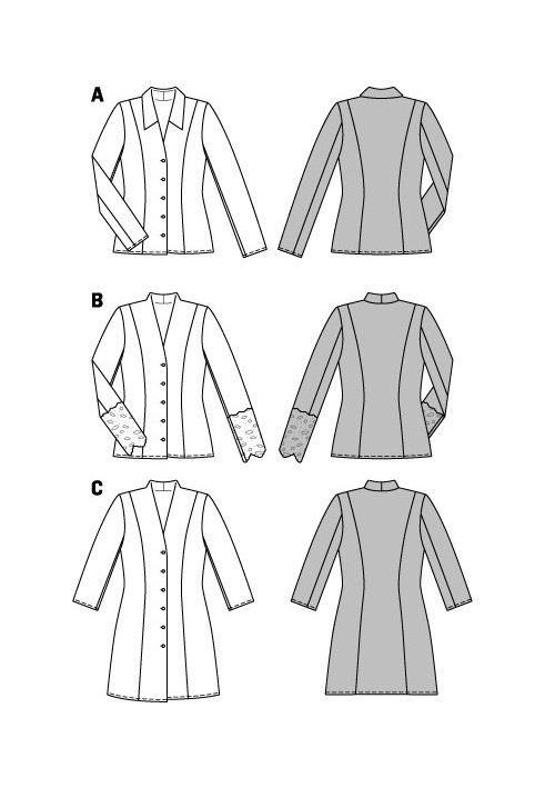 Выкройка Блуза-жакет с кружевными рукавами (Burda 1/2014, № выкройки 6909 B)