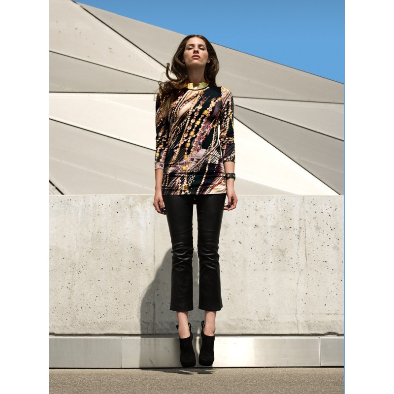 Pattern Leather flared...