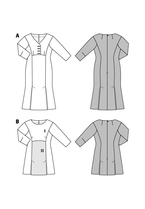 Викрійка Сукня приталеного силуету довжини міді (Burda 2/2014, № викрійки 6863 A)
