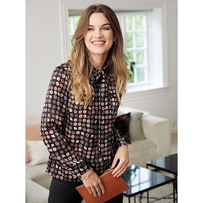 Pattern Satin blouse with...
