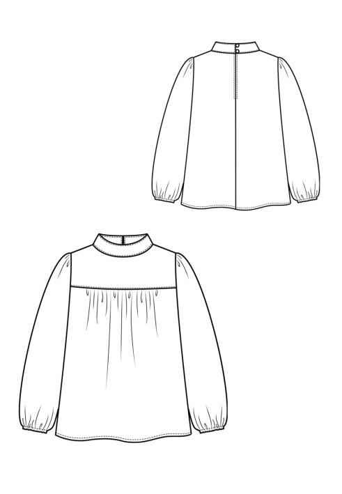 Pattern Blouse with puffy sleeves and stand-up collar (I love to sew 3/2019, pattern number 126)