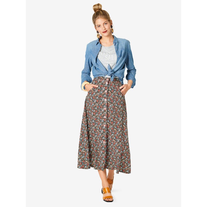 Pattern Midi skirt with...