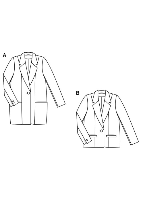 Pattern Single-breasted jacket with slit pockets (Burda 2/2017, pattern number 6463 B)