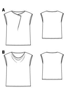 Pattern Knitted straight-cut top with a "waterfall" neckline (Burda 5/2012, pattern number 110 B)