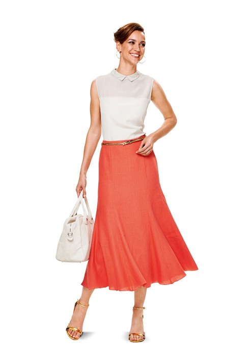 Pattern Beltless Midi Gaude Skirt (Burda 1/2014, Pattern No. 6903 B)