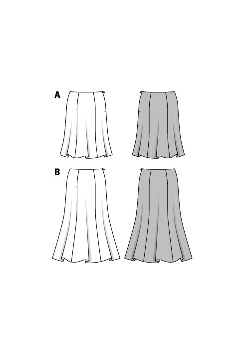 Выкройка Юбка следует длине меди без пояса (Burda 1/2014, № выкройки 6903 B)