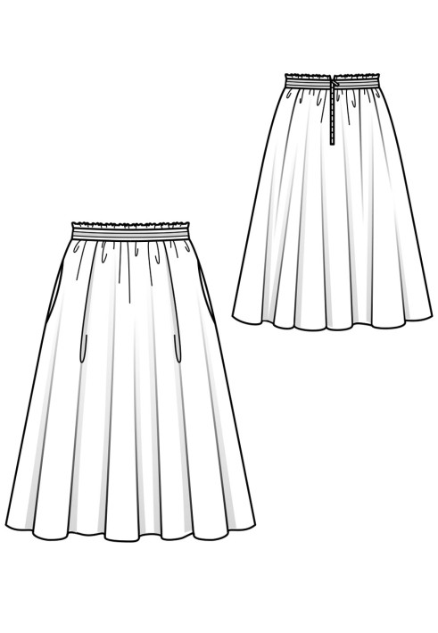 Pattern Midi skirt with a lush cut (Burda 7/2017, pattern number 108 A)