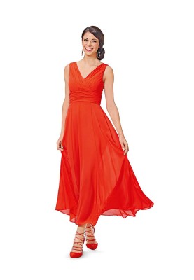 Pattern Maxi Dress with Draped Sew-in Belt (Burda 2/2016, Pattern No. 6583 B)