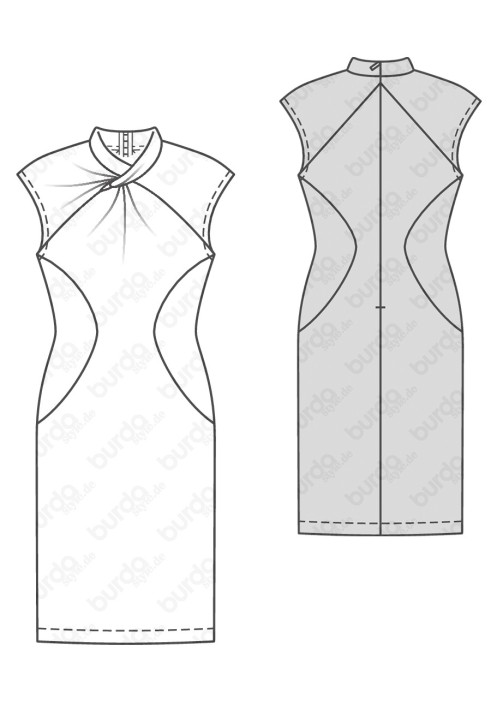 Pattern Knitted dress with relief seams and draperies (Burda 2/2018, pattern number 6382 B)