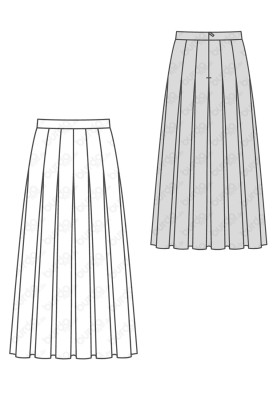 Выкройка Юбка макси с застроченными складками (Burda 2/2017, № выкройки 6466 A)
