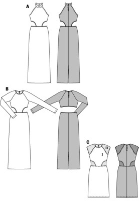 Викрійка Сукня коротка з прозорими вставками (Burda 2/2014, № викрійки 6858 C)