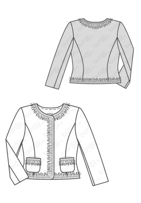 Pattern Boucle jacket of a fitted silhouette in the style of Chanel (Burda 2/2017, pattern number 6465 A)