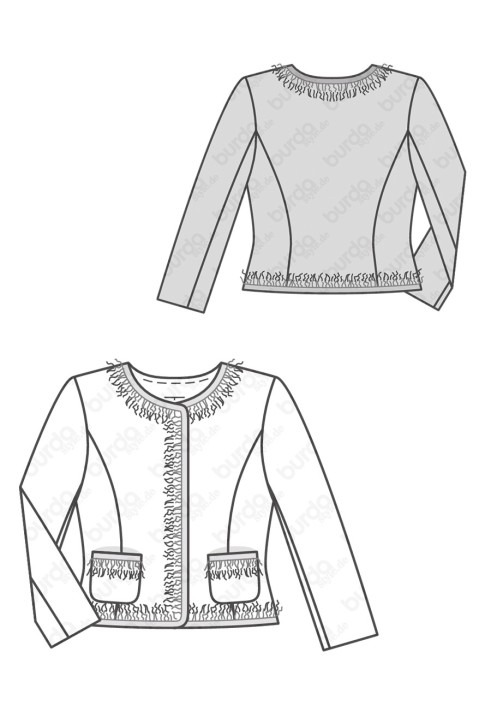 Pattern Boucle jacket of a fitted silhouette in the style of Chanel (Burda 2/2017, pattern number 6465 A)