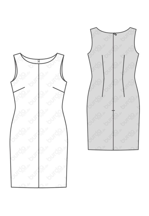 Pattern Sleeveless Sheath Dress (Burda 2/2016, Pattern No. 6609 A)