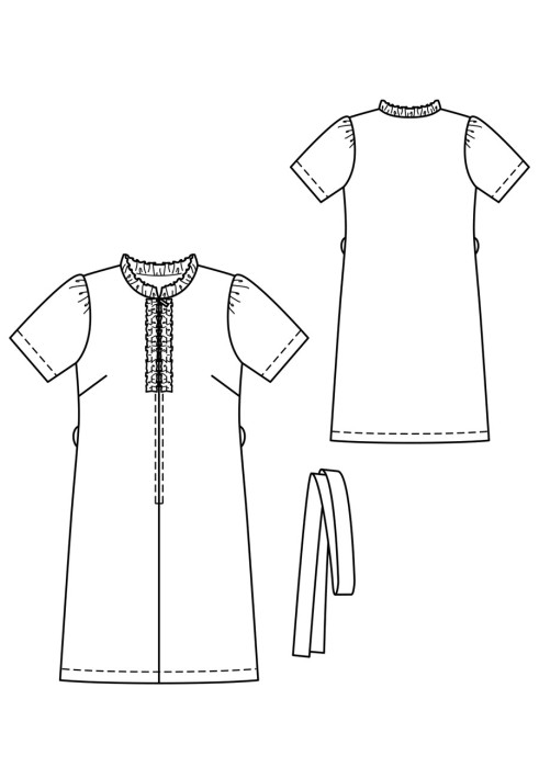 Pattern Straight-cut dress with frills and ruffles (Burda 3/2020, pattern number 107)