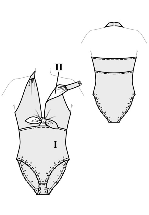 Pattern Swimsuit closed with a deep neckline (Burda 7/2019, pattern number 112)