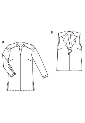 Выкройка Блуза-рубашка со складками на рукавах (Burda 2/2017, № выкройки 6456 A)