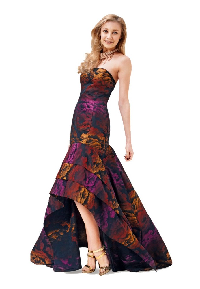 Pattern Bustier dress with a long asymmetrical skirt (Burda 2/2015, pattern number 6708 A)