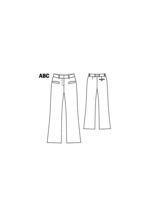 Pattern Pants with a flared cut made of cotton sewing (Burda 4/2011, pattern number 104 A)