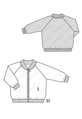 Выкройка Блузон трикотажный на застежке-молнии (Burda 2/2017, № выкройки 9349 B)