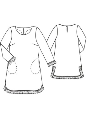 Pattern A dress of a flared silhouette with a round neckline (Burda 12/2015, pattern number 120 C)