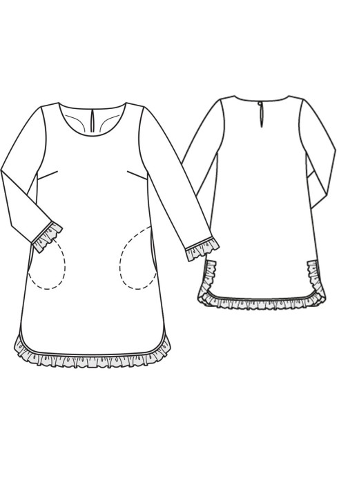 Pattern A dress of a flared silhouette with a round neckline (Burda 12/2015, pattern number 120 C)