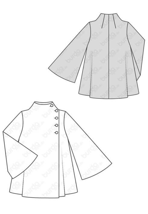 Pattern Flared silhouette jacket with flared sleeves (Burda 2/2019, pattern number 6275 A)