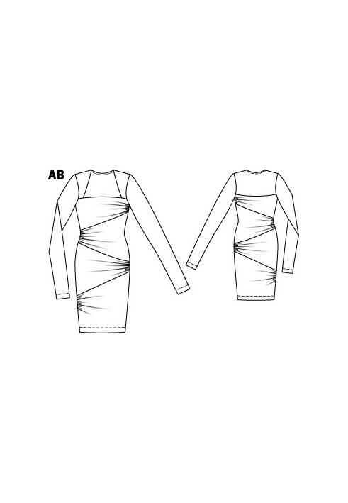 Викрійка Сукня по фігурі з драпіровками (Burda 5/2012, № викрійки 112 B)