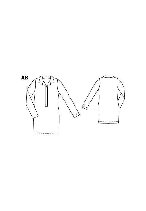 Выкройка Платье мини трикотажное с застежкой поло (Burda 3/2011, № выкройки 130 B)