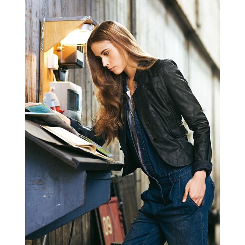 Pattern Leather jacket with...