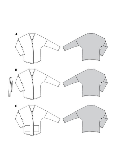 Выкройка Кардиган с приспущенными проймами (Burda 2/2020, № выкройки 6153 A)