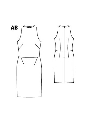 Pattern Cocktail dress with American armholes (Burda 1/2012, pattern number 114 B)