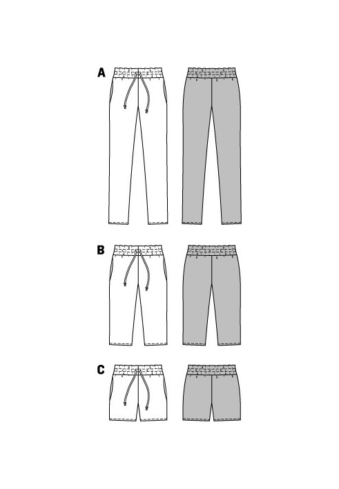 Drawstring sport style breeches pattern (Burda 1/2014, pattern no. 6938 B)